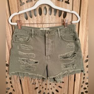We The Free Green Cotton Denim Shorts
